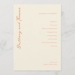 Programa Cerimônia de Casamento em Bege Elegante