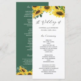 Programa Cerimônia de Casamento Eucalyptus Sunflower Elegan
