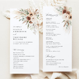 Programa Cerimônia de Casamento Floral com Grama de Pampas