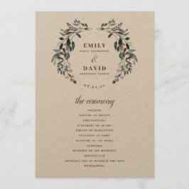 Programa Cerimônia de Casamento Floral do Kraft Rustic Kraf