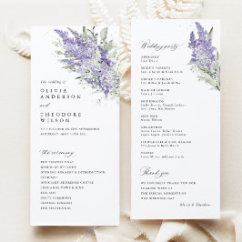 Programa Cerimônia de Casamento Floral Lavanda e Verde-Salv