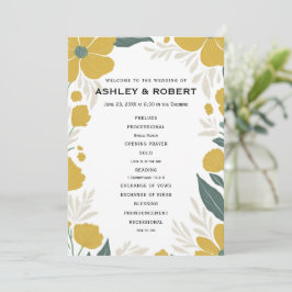 Programa Cerimônia de Casamento Floral Moderno Amarelo Butt