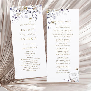 Programa Cerimônia de Casamento Floral Roxo Branco Dourado