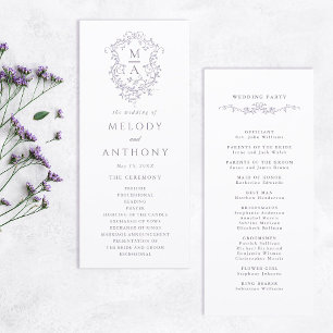 Programa Cerimônia de Casamento Lavanda Clássica Floral Cre