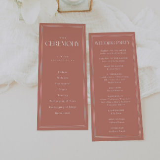 Programa Cerimônia de Casamento Minimalista Moderna em Rosa