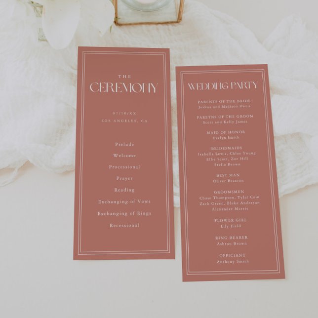 Programa Cerimônia de Casamento Minimalista Moderna em Rosa (Criador carregado)
