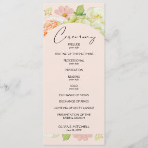 Programa Cerimônia de Casamento Rosa Chic Florals
