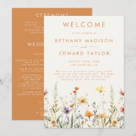 Programa Cerimônia de Casamento Rustic Wildflower