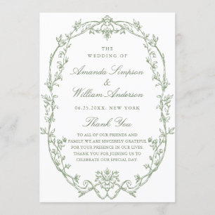 Programa Cerimônia de Casamento Verde da Ornamentado Vitori