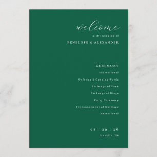 Programa Cerimônia de Casamento Verde Elegante