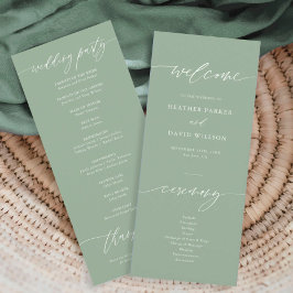 Programa Cerimônia de Casamento Verde Elegante Sage