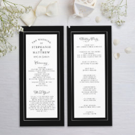 Programa Cerimônia de Serviço de Casamento Preto e Branco E