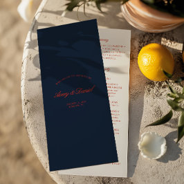 Programa Cerimônia Elegante de Casamento Vermelho e Negro A