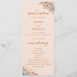 Programa Cerimônia Floral de Casamento Moderno Boho