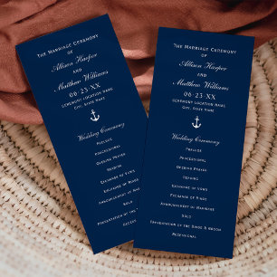 Programa Cerimônia Náutica de Casamento de Âncora Azul Mari
