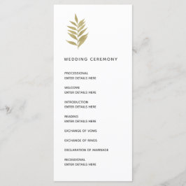 Programa Cerimônia Simples de Casamento Botânico de Folha D