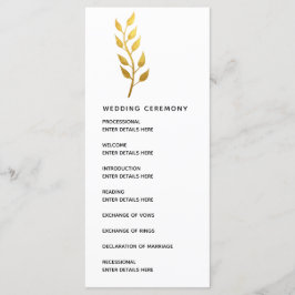 Programa Cerimônia Simples de Casamento Botânico de Folha D