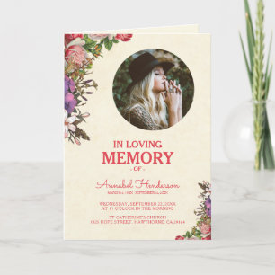 Programa Charming Floral Sympathy Foto Funeral Program
