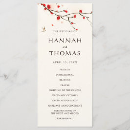 Programa Cherry Blossoms Floral Wedding Ceremony Program