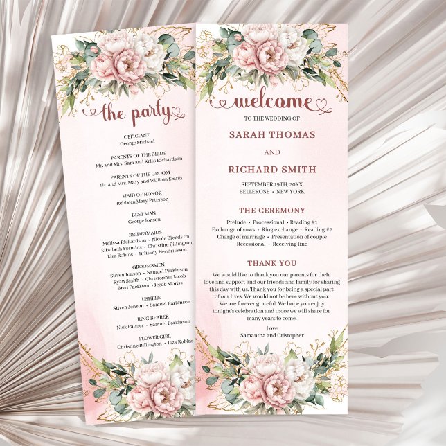 Programa Chic Dusty Pink Floral Eucalyptus Wedding Program (Chic Dusty Pink Floral Eucalyptus Wedding Program)