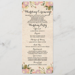 Programa Chic Rustic Watercolor Floral Weding Program Card