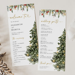 Programa Christmas Tree Lights Pine Winter Wedding Program