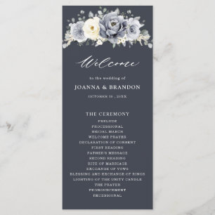 Programa Cinza de prata Ivory Floral Winter Rustic Weding P