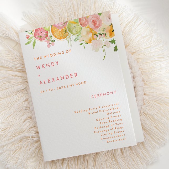 Programa Citrus Watercolor Wedding Dobrado (Criador carregado)