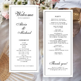 Programa Classic elegant calligraphy black white wedding