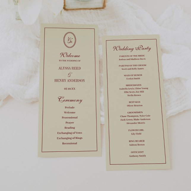 Programa Clássica Cerimônia de Casamento Elegante com Monog (Criador carregado)