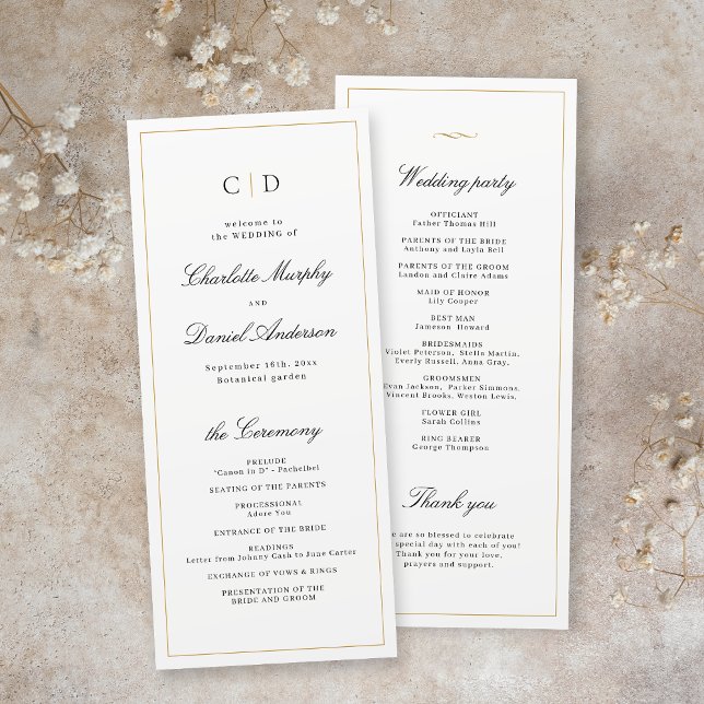 Programa Clássico de Casamento do Monograma do Scr (Classic Elegance Script Monogram Wedding Program)