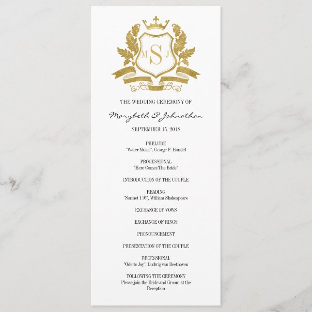 Programa Clássico de Casamento Dourado de Crest (Frente)