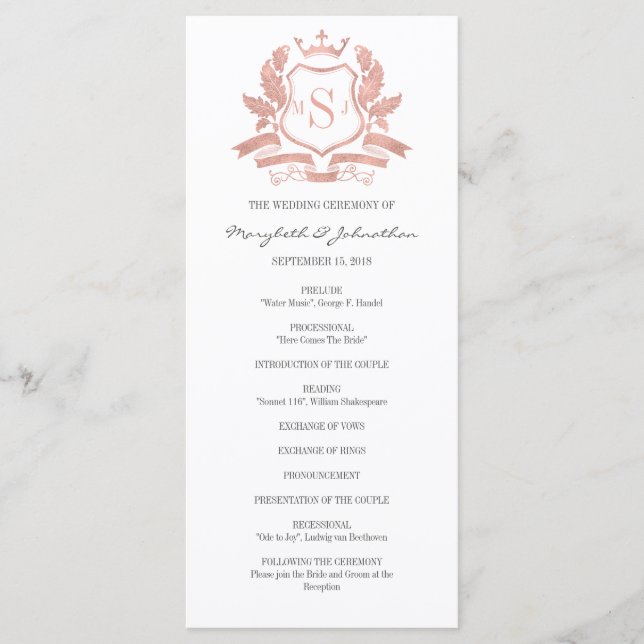 Programa Clássico de Casamento Dourado de Crest (Frente)