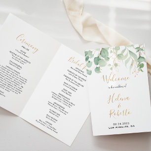 Programa Clássico de Casamento Dourado Eucalyptus