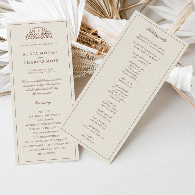 Programa Clássico de Casamento Monorgam Brown & Ec (Classic Monorgam Brown & Ecru Wedding Program)