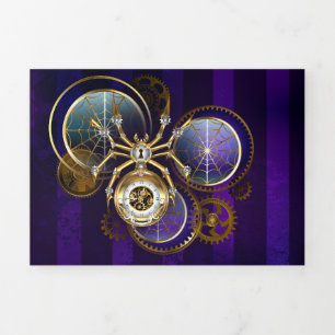 Programa Com Borda Tripla Aranha Steampunk no fundo roxo