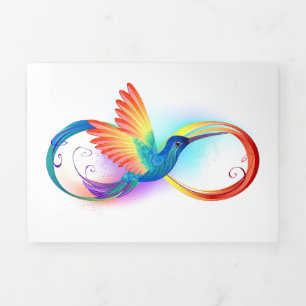 Programa Com Borda Tripla Arco-íris Hummingbird com símbolo Infinito