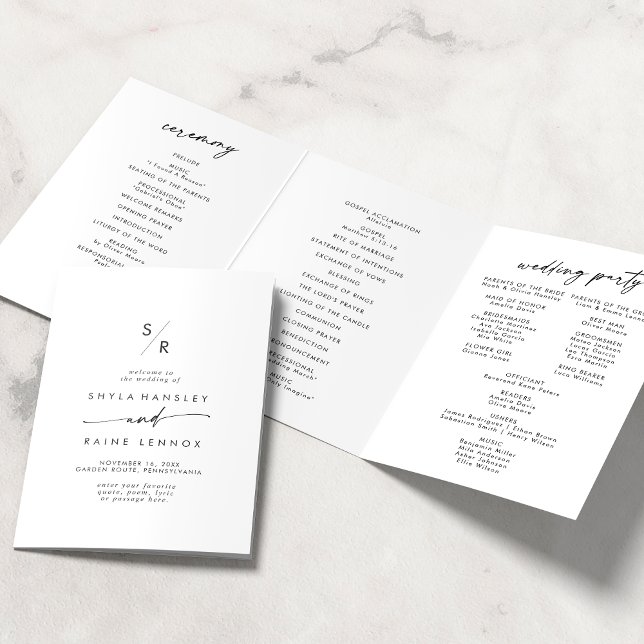 Programa Com Borda Tripla Boho Chic Black and White Monographic Weding (Criador carregado)