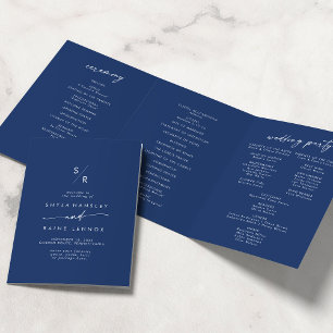 Programa Com Borda Tripla Boho Chic Royal Blue Monograma Casado