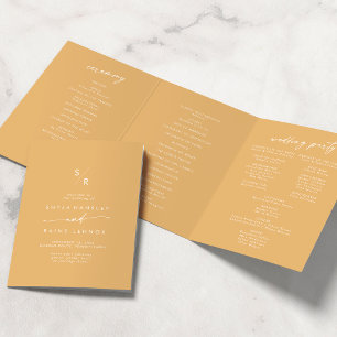 Programa Com Borda Tripla Boho Chic Yellow Marigold Monograma Weding