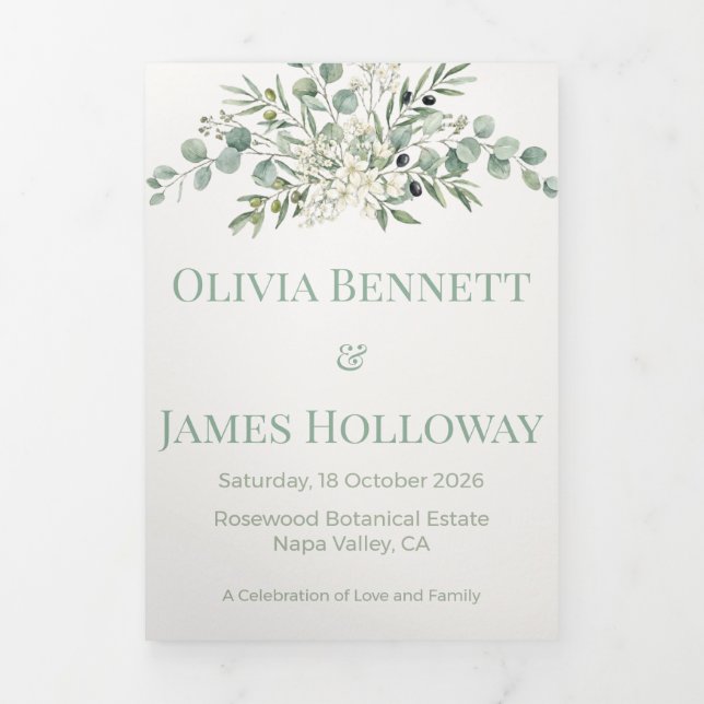 Programa Com Borda Tripla Botanical Garden Romance Wedding (Cobrir)