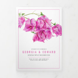 Programa Com Borda Tripla Bougainvillea flores cor-de-rosa casado