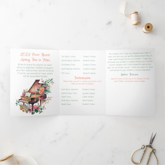 Programa Com Borda Tripla Brown Baby Grand Piano Considerando (Dentro)