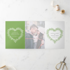 Programa Com Borda Tripla casamento botânico casamento no inverno verde-clar