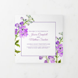 Programa Com Borda Tripla Casamento de cor d'água com flores delfinas