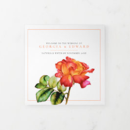 Programa Com Borda Tripla Casamento de cor de água de cor de laranja listrad