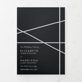 Programa Com Borda Tripla Casamento de Estilo Geométrico Simples