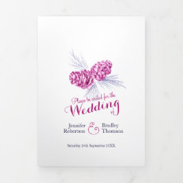 Programa Com Borda Tripla Casamento de outono de inverno de ameixa roxa de C