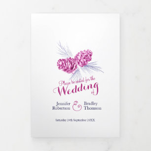 Programa Com Borda Tripla Casamento de outono de inverno de ameixa roxa de C