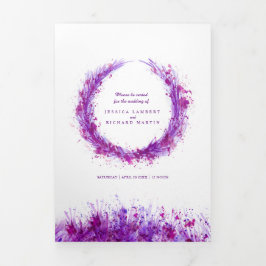 Programa Com Borda Tripla Casamento de tremulação de cor d'água roxa